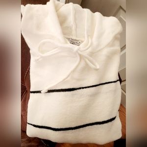 Gently worn, size 2xl White Birch white sweater w/ black stripes & hood